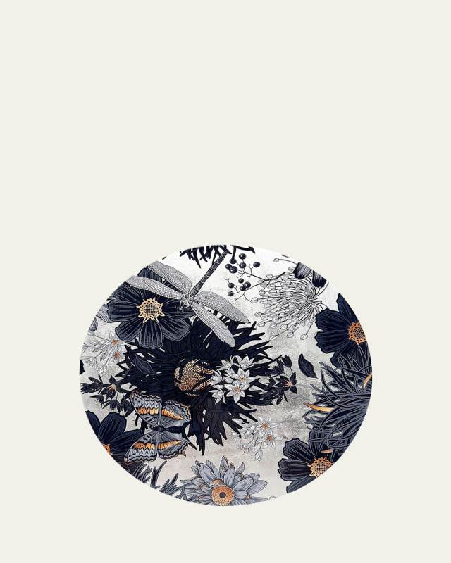 Silver Leaf Dragonfly Lacquer Placemat, 15" Round